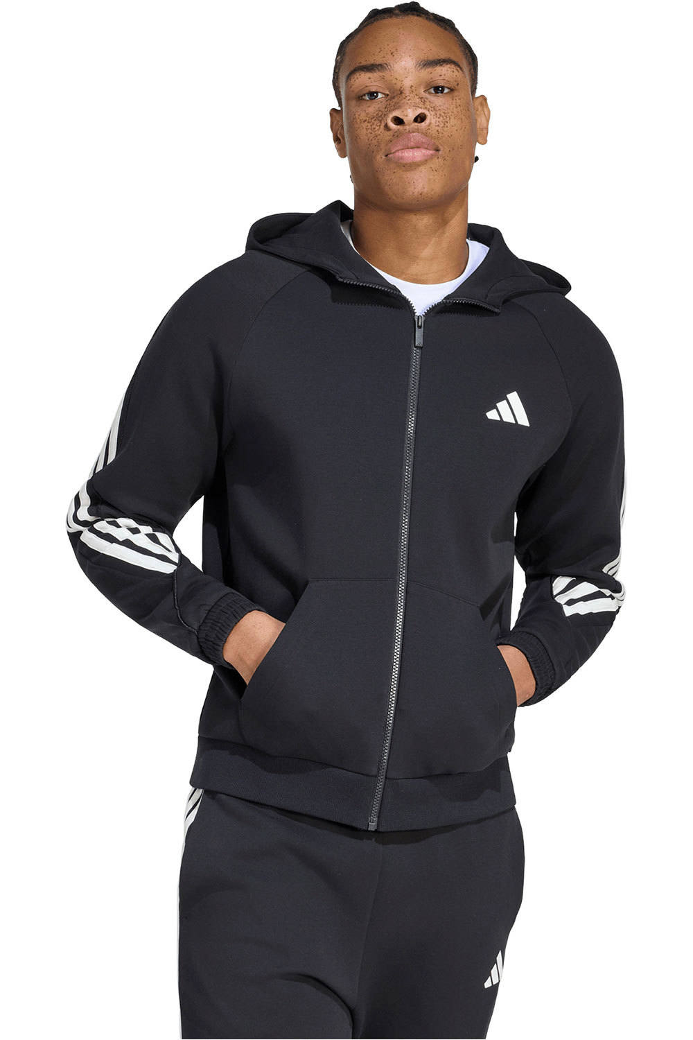 adidas sudadera hombre M STA 3S FZ HD vista frontal