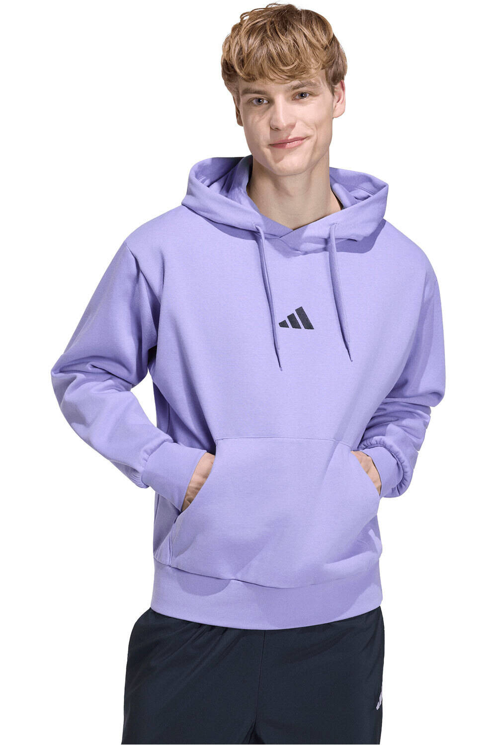 adidas sudadera hombre Sudadera capucha Essentials Feelcozy vista frontal