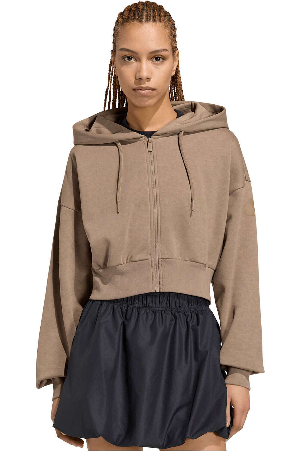 adidas sudadera mujer Chaqueta capucha Ess Fl cremallera vista frontal
