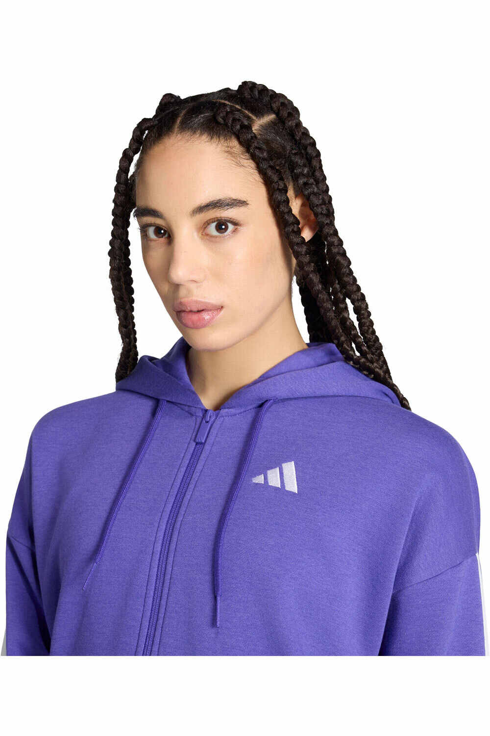 adidas sudadera mujer Chaqueta capucha y cremallera Ess 3S vista detalle
