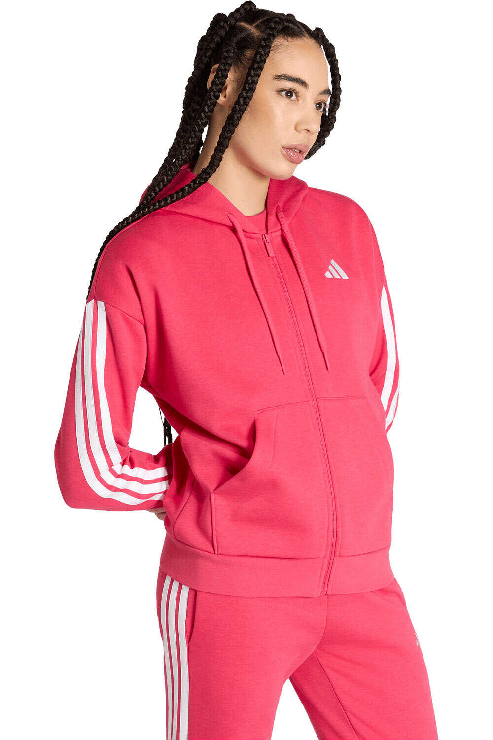 adidas sudadera mujer Chaqueta capucha y cremallera Ess 3S vista frontal