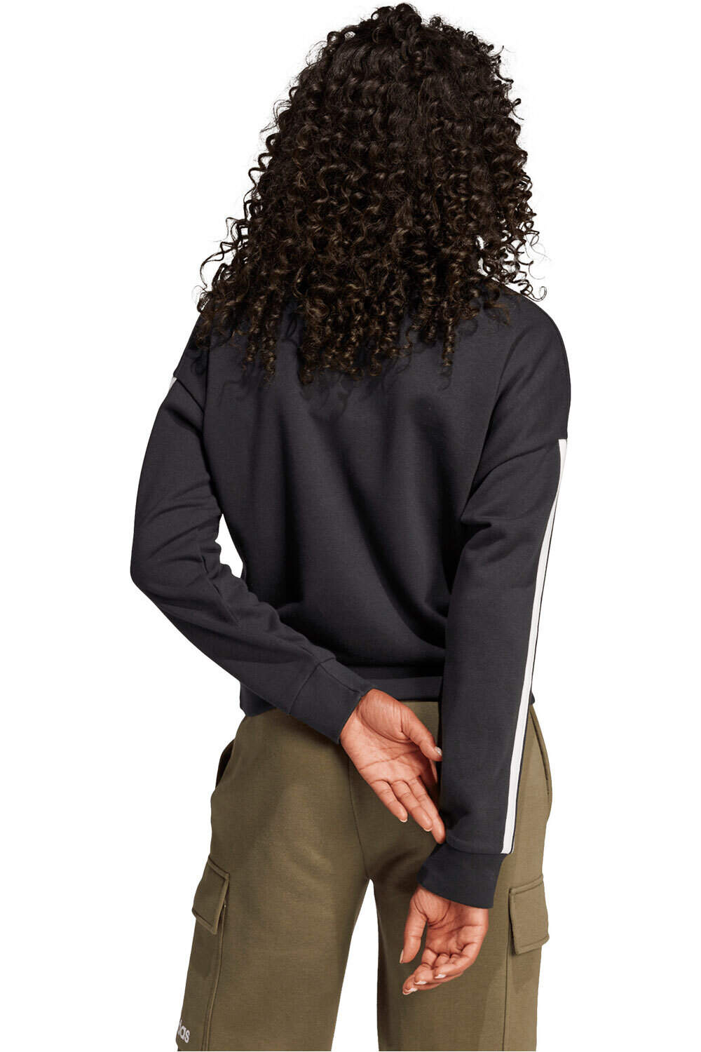 adidas sudadera mujer CUELLO PICO ESSENTIALS 3 STRIPES vista trasera