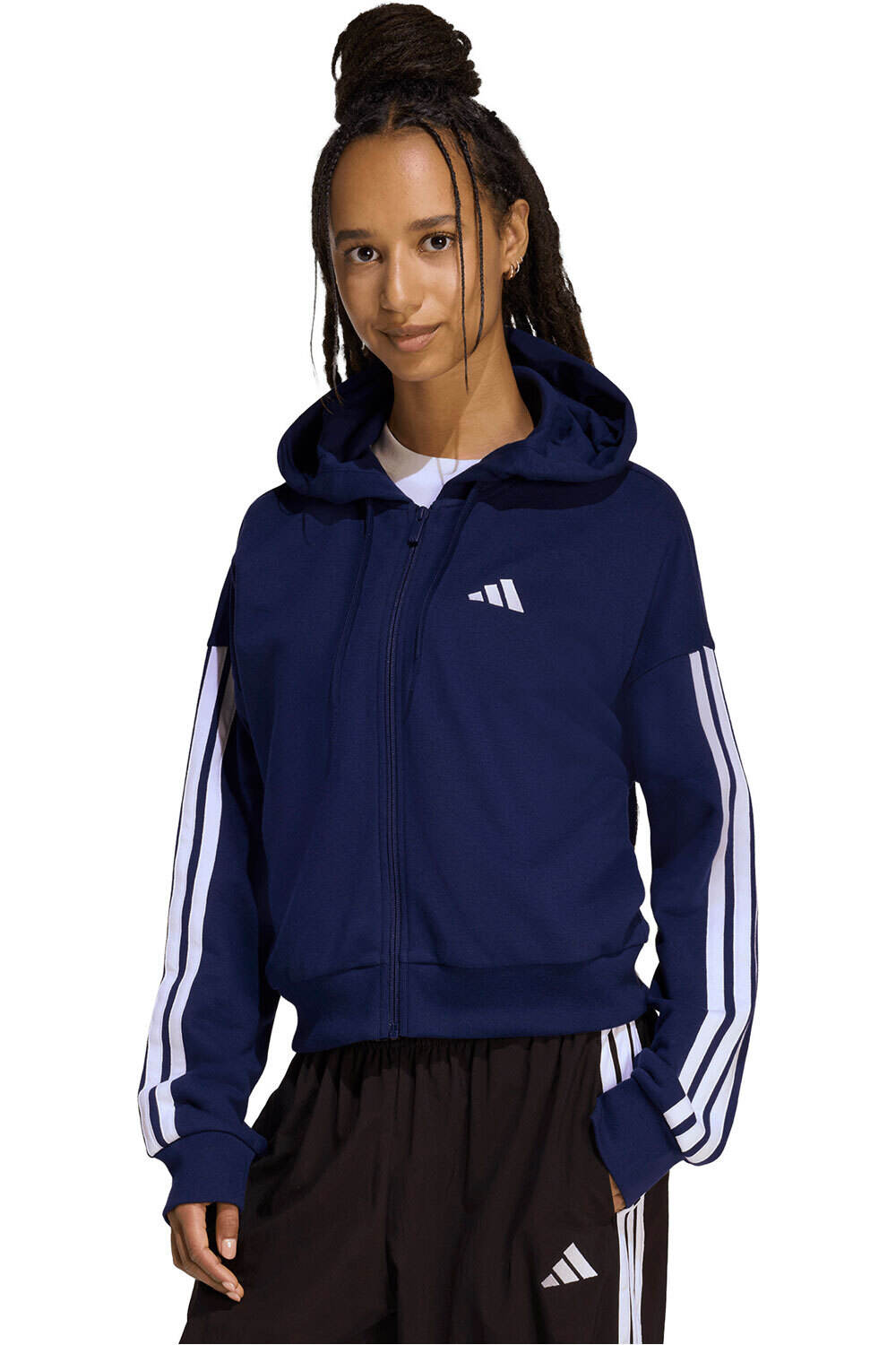 adidas sudadera mujer ESSENTIALS FRENCH TERRY 3 BANDAS vista frontal