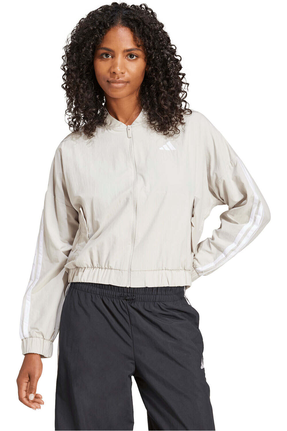 adidas sudadera mujer ESSENTIALS LIFESTYLE WOVEN 3 BANDAS vista frontal