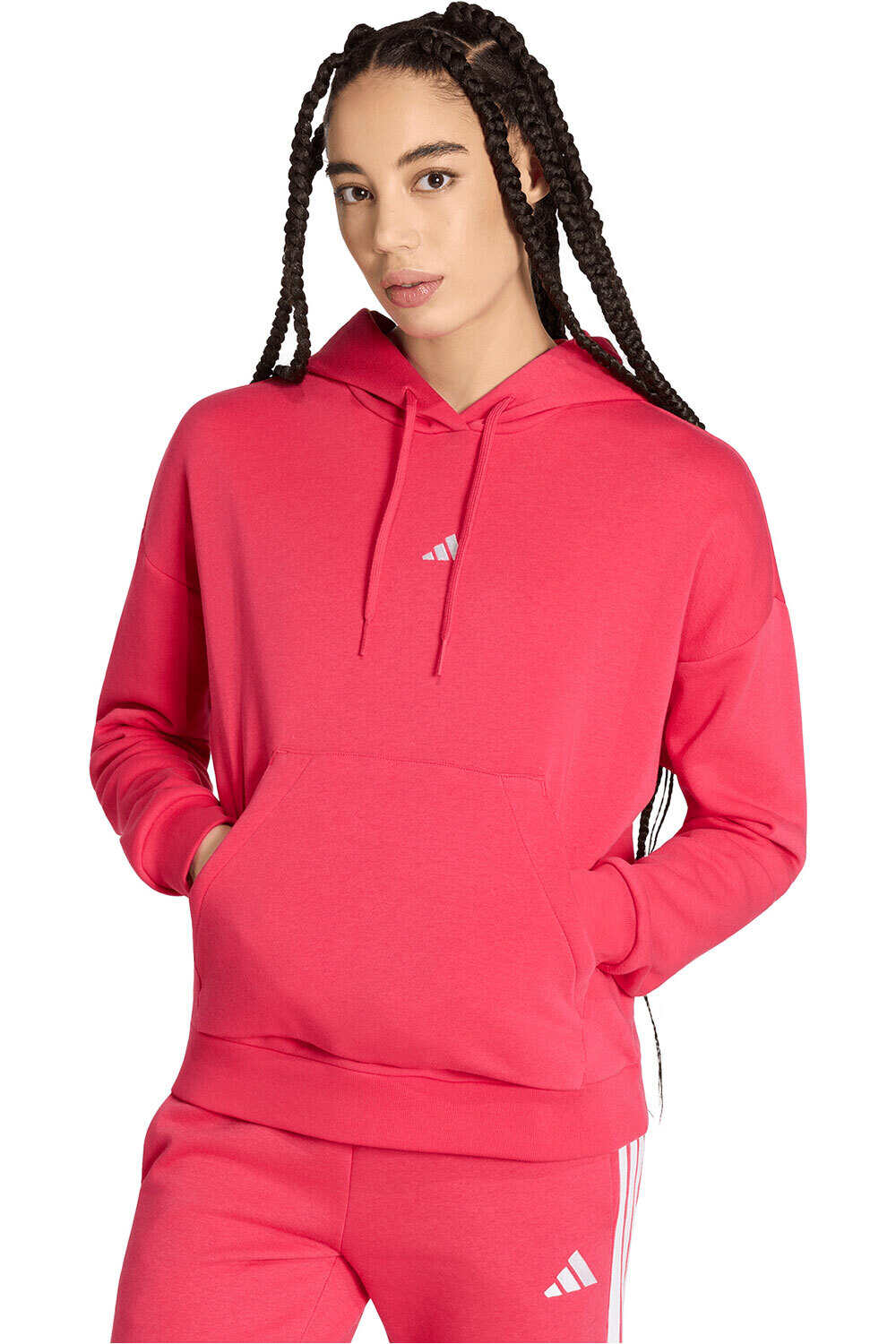 adidas sudadera mujer Sudadera capucha Ess Logo Feel Cozy vista frontal