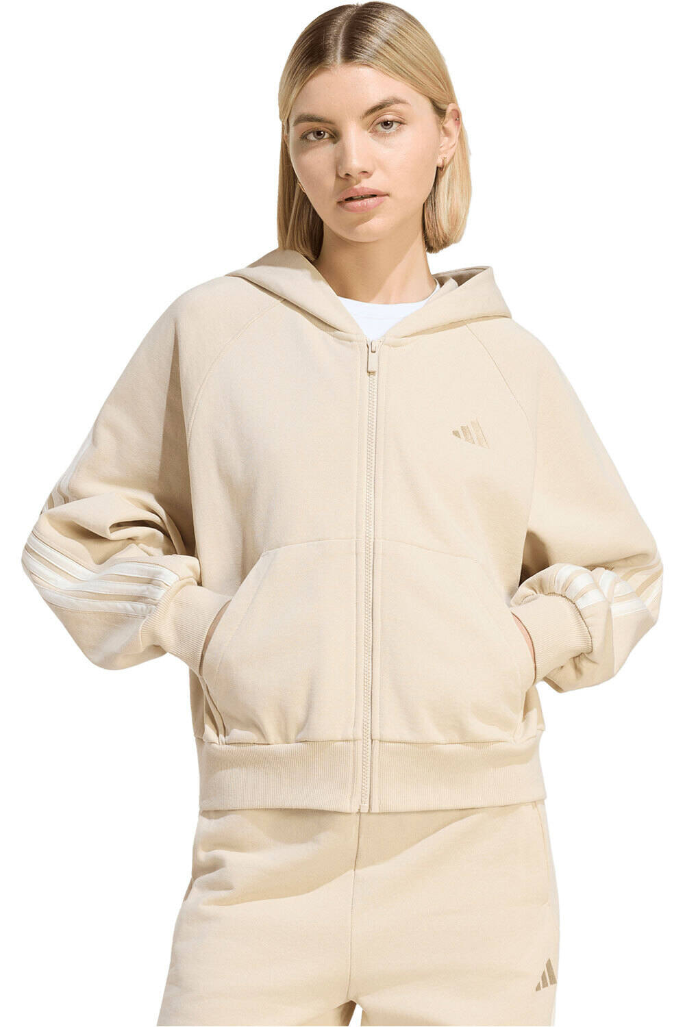 adidas sudadera mujer SUDADERA CAPUCHA Y CREMALLERA KIT 3S vista frontal