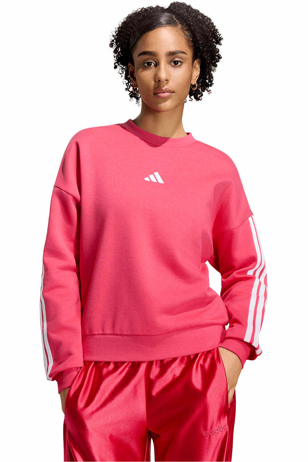 adidas sudadera mujer Sudadera felpa Essentials 3 Stripes vista frontal