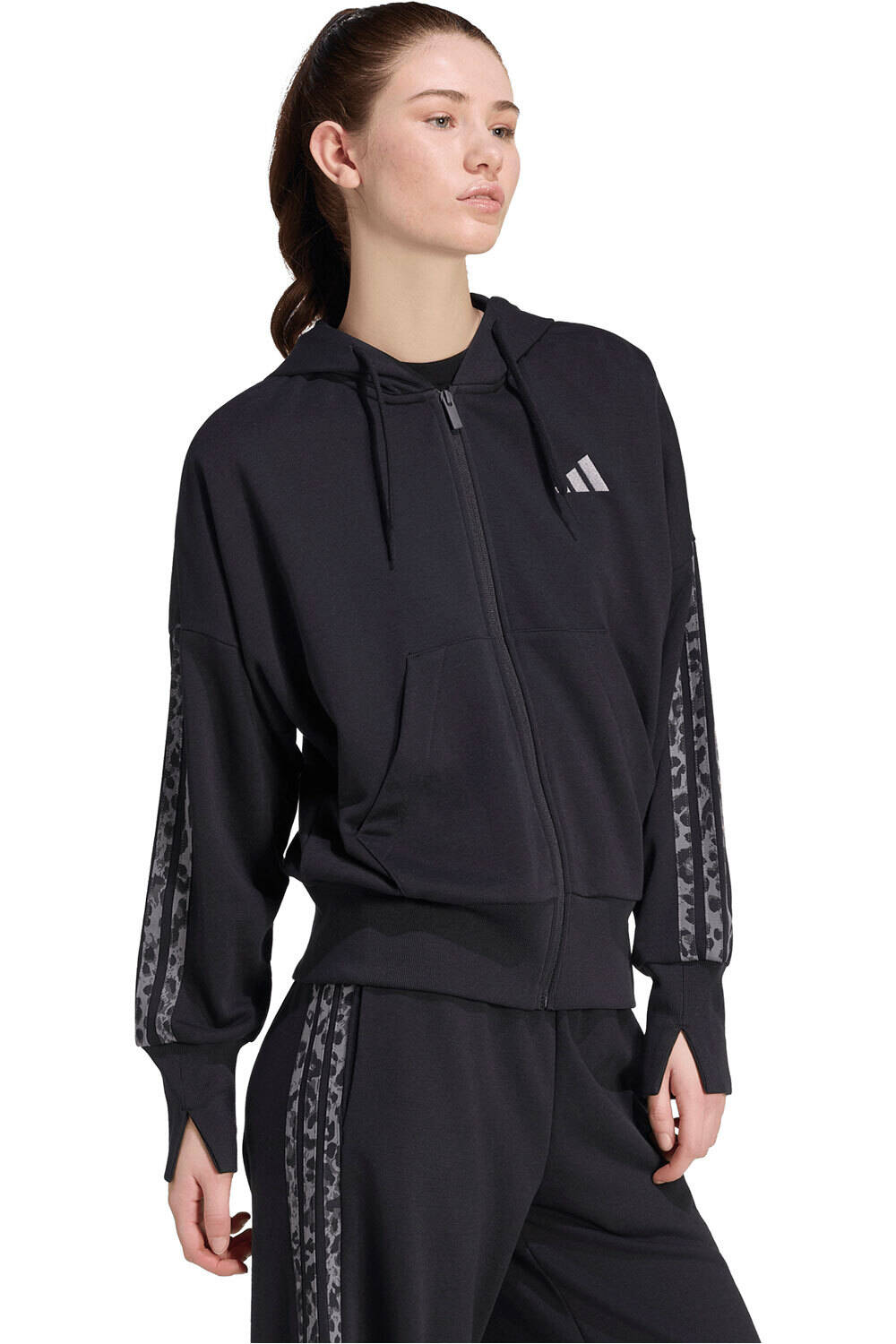 adidas sudadera mujer Sudadera Seasonal Ess cremallera 3S vista frontal
