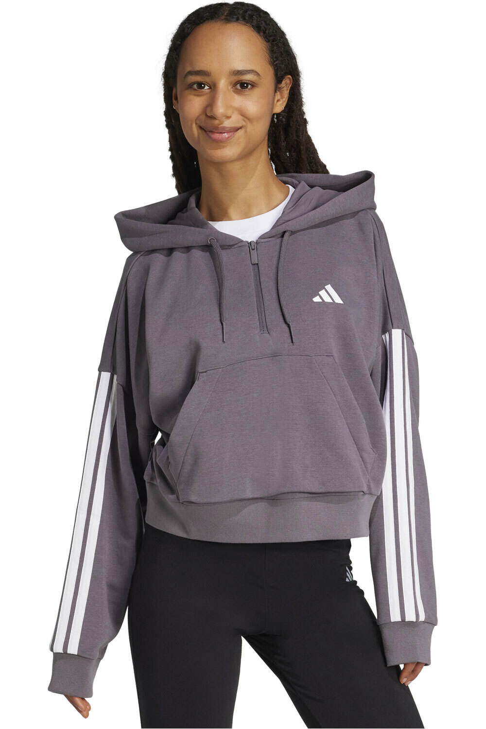 adidas sudadera mujer W 3S FT QZ HD vista frontal