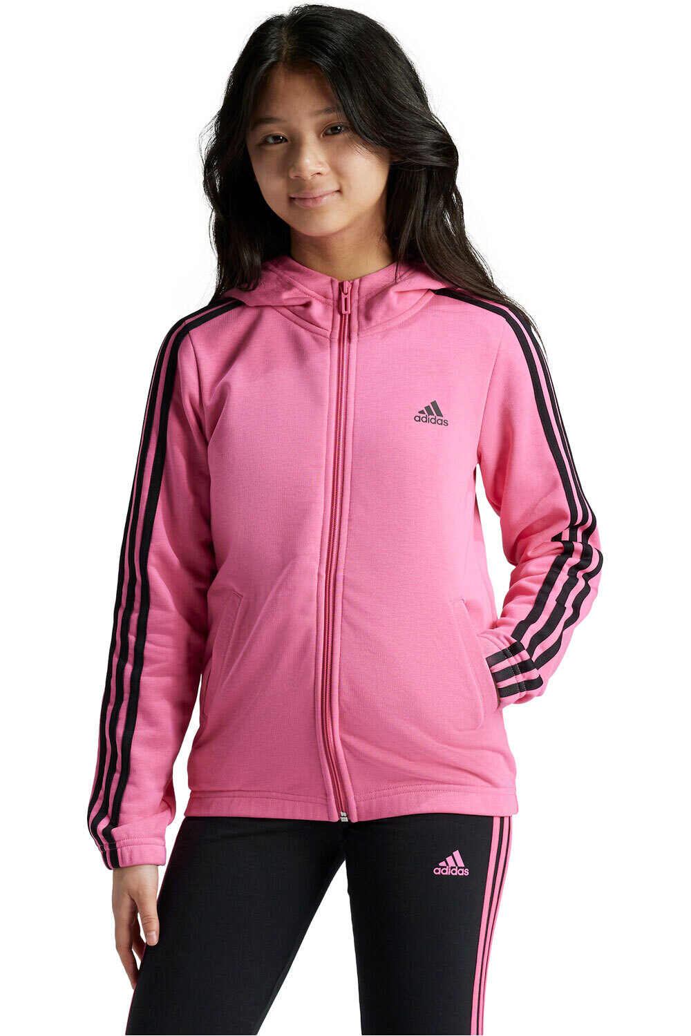 adidas sudadera niña G 3S FZ HD vista frontal