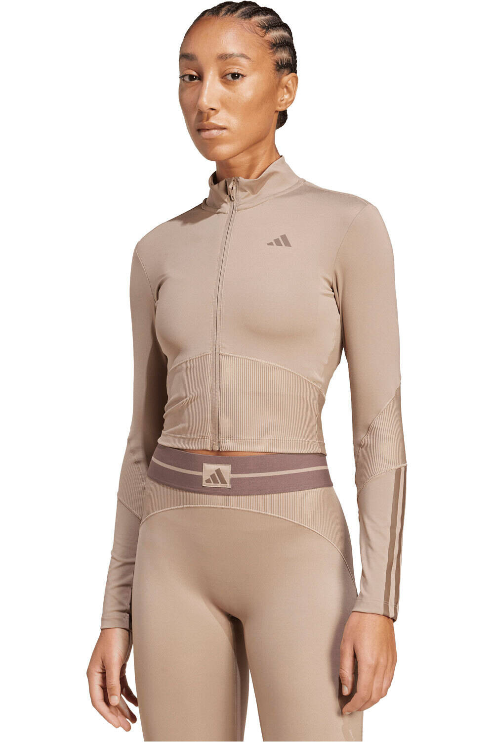 adidas sudaderas deportivas mujer HYPERGLAM RIB ZIP THRU vista frontal