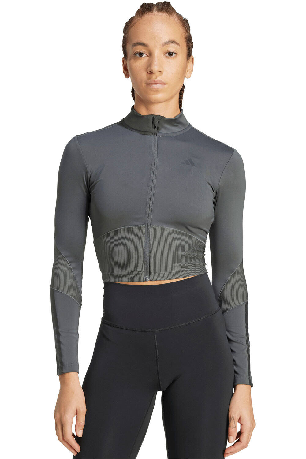 adidas sujetadores deportivos HYPERGLAM RIB ZIP THRU vista frontal