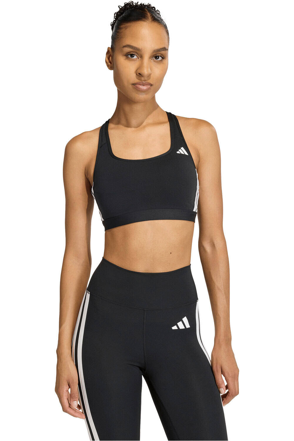 adidas sujetadores deportivos IMPACTO MEDIO OPTIME ESSENTIALS 3 STRIPES vista frontal