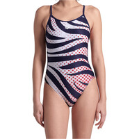 Arena bañador natación mujer BAADOR ARENA MULTI STRIPES SWIMSUIT LACE BACK vista frontal