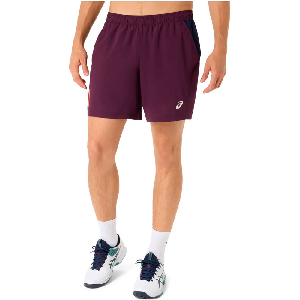 Asics camiseta tenis manga corta hombre PADEL COURT 7IN SHORT GRA vista frontal