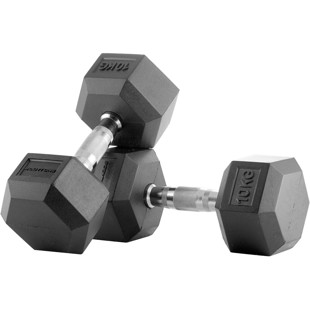 Bodytone mancuernas Mancuernas de goma hexagonales 10 kg vista frontal