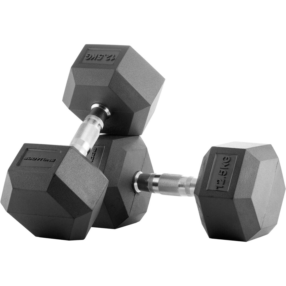 Bodytone mancuernas Mancuernas de goma hexagonales 12 kg vista frontal