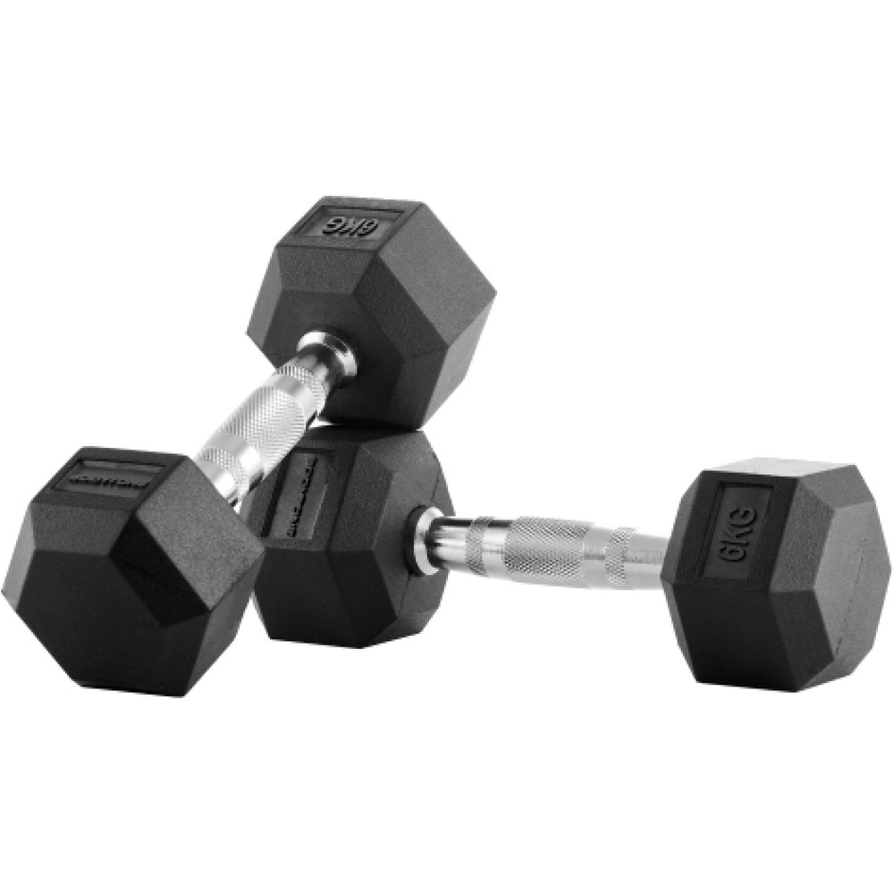 Bodytone mancuernas Mancuernas de goma hexagonales 6 kg vista frontal