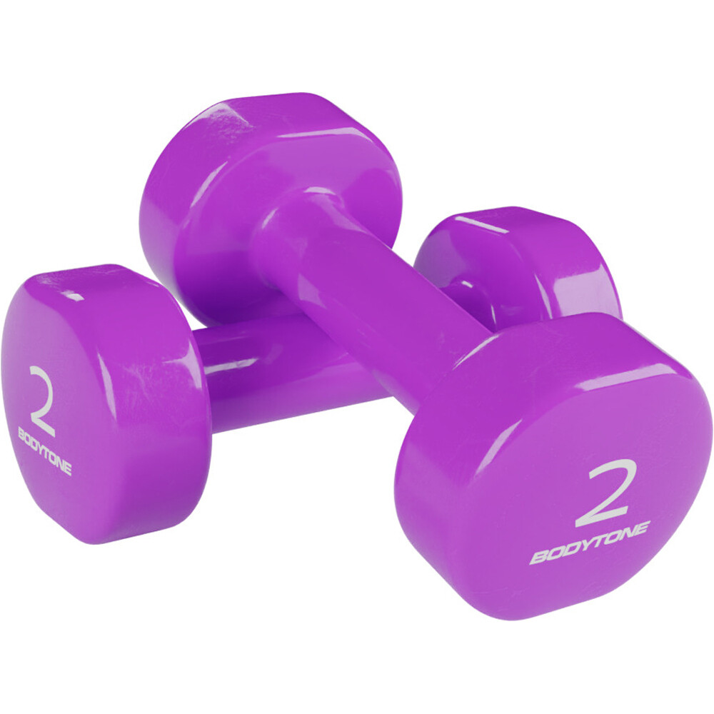 Bodytone mancuernas PESAS DE VINILO 2 X 2 KG vista frontal