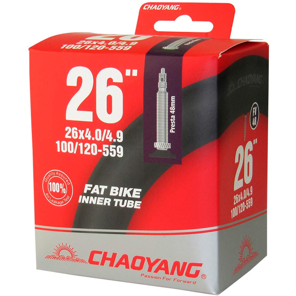 Chaoyan cámara bicicleta mtb Cmara Fat  26x4.0/4.9 FV 48 mm vista frontal