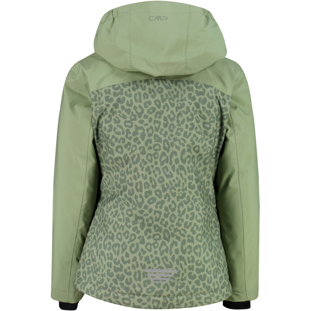 Cmp chaqueta esquí infantil KID G JACKET SNAPS HOOD GREEN TEA-SALVIA vista trasera