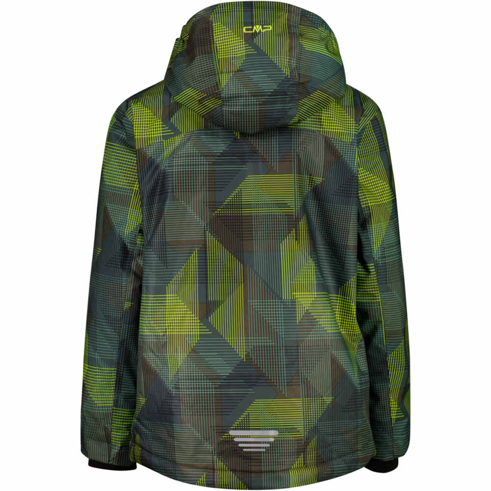 Cmp chaqueta esquí infantil KID JACKET SNAPS HOOD OLIVE-JUNGLE-ACIDO vista trasera