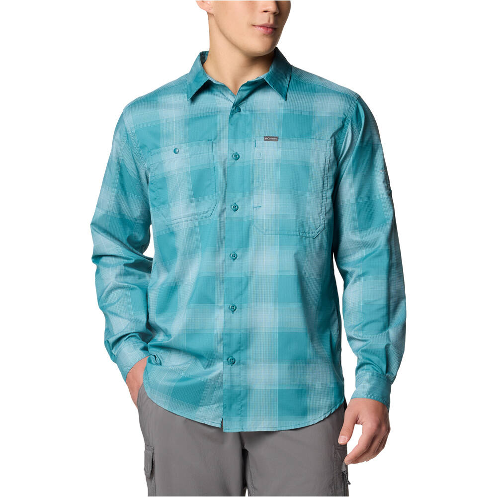 Columbia camisa montaña manga larga hombre Silver Ridge Utility Lite Plaid LS vista frontal