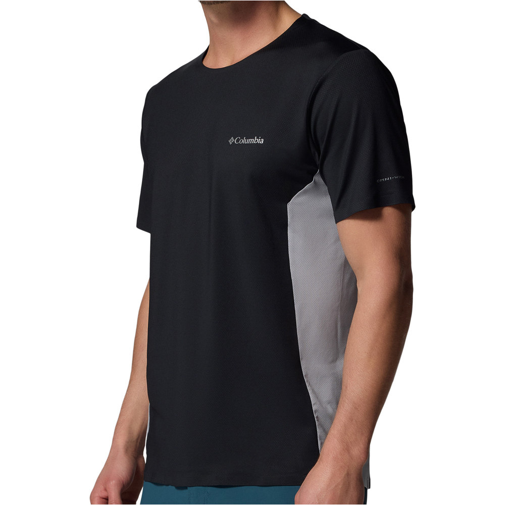 Columbia camiseta montaña manga corta hombre Three Pitch SS Crew vista detalle