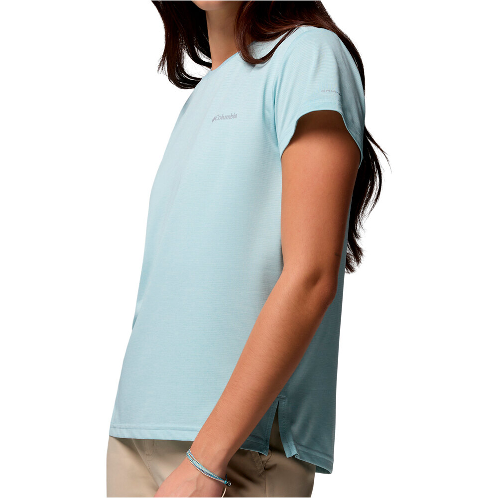 Columbia camiseta montaña manga corta mujer BlueVista Hill SS Crew vista detalle