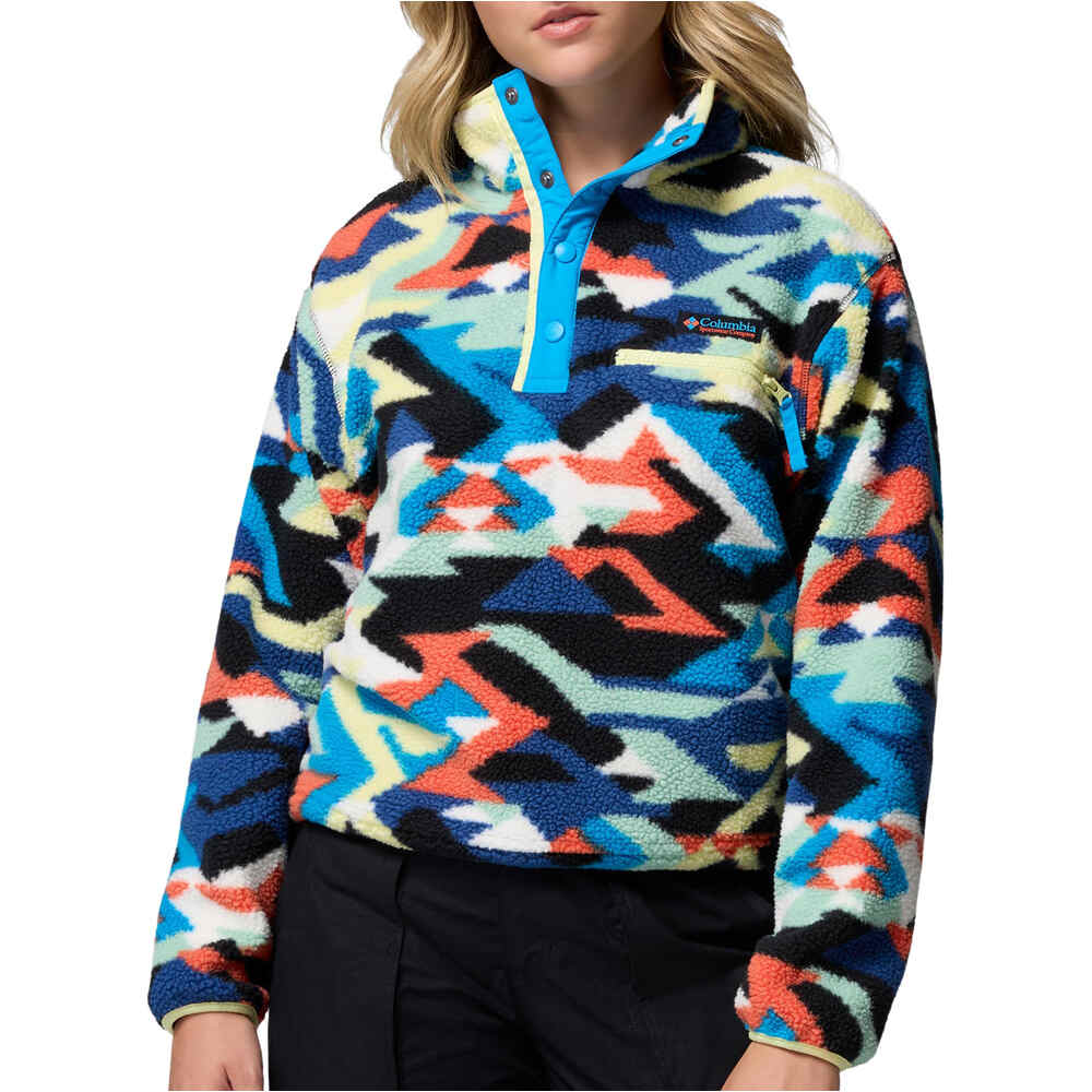 Columbia forro polar mujer Helvetia II Printed Cropped Half Snap vista frontal
