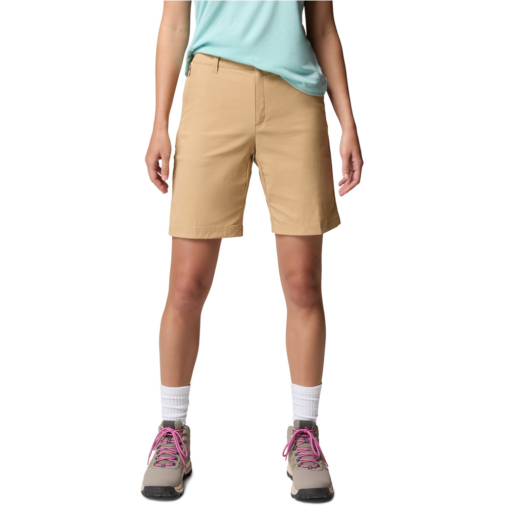 Columbia pantalón corto montaña mujer Leslie Falls Long Short II vista frontal