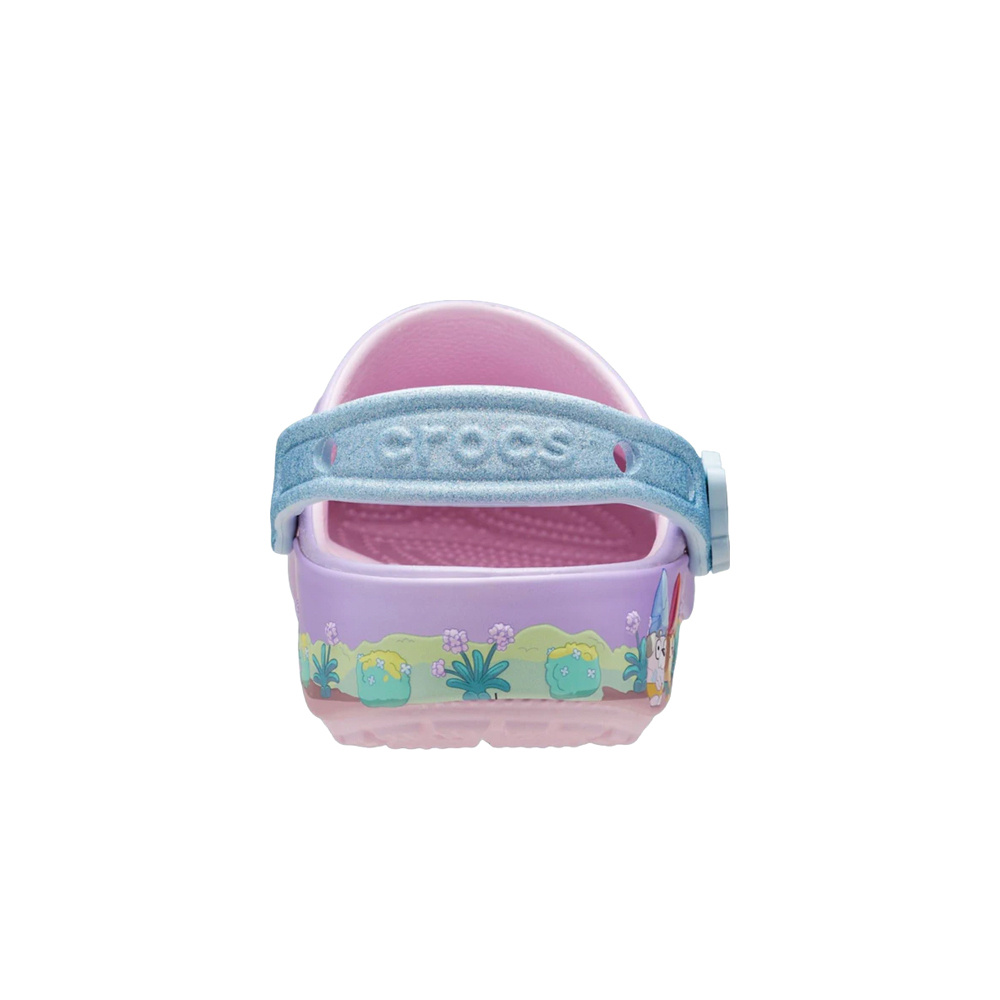 Crocs zueco niño Bluey Multi Pink Classic Clog T vista trasera