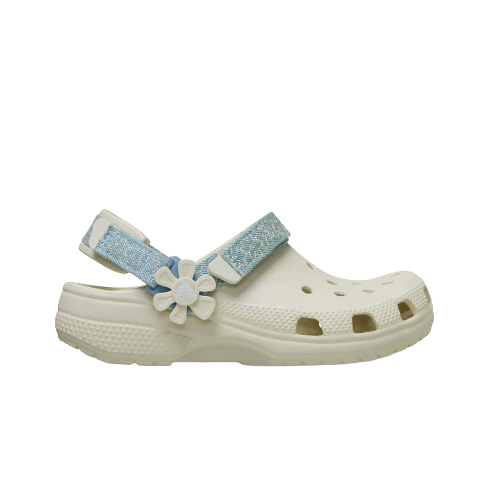 Crocs zueco niño Classic Dnm Flwr Adj Backstrap Clog K lateral exterior