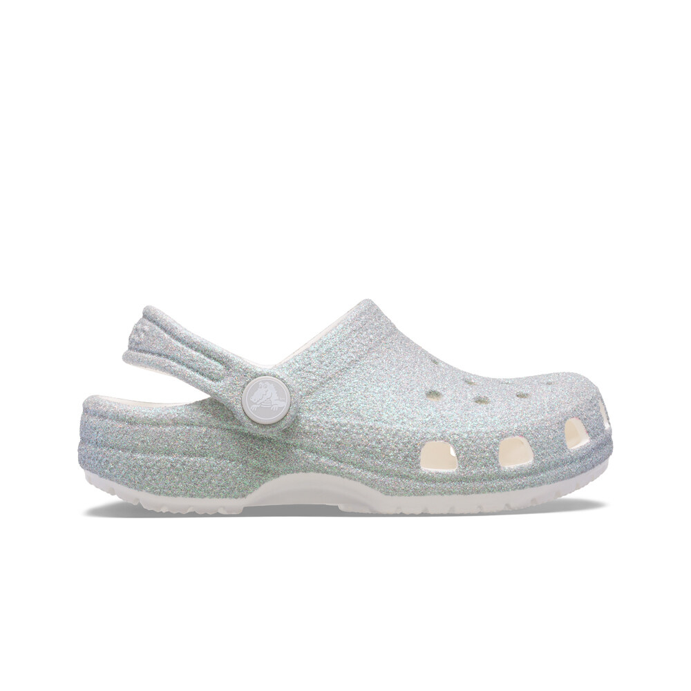 Crocs zueco niño Classic Iridescent Glitter Clog T lateral exterior