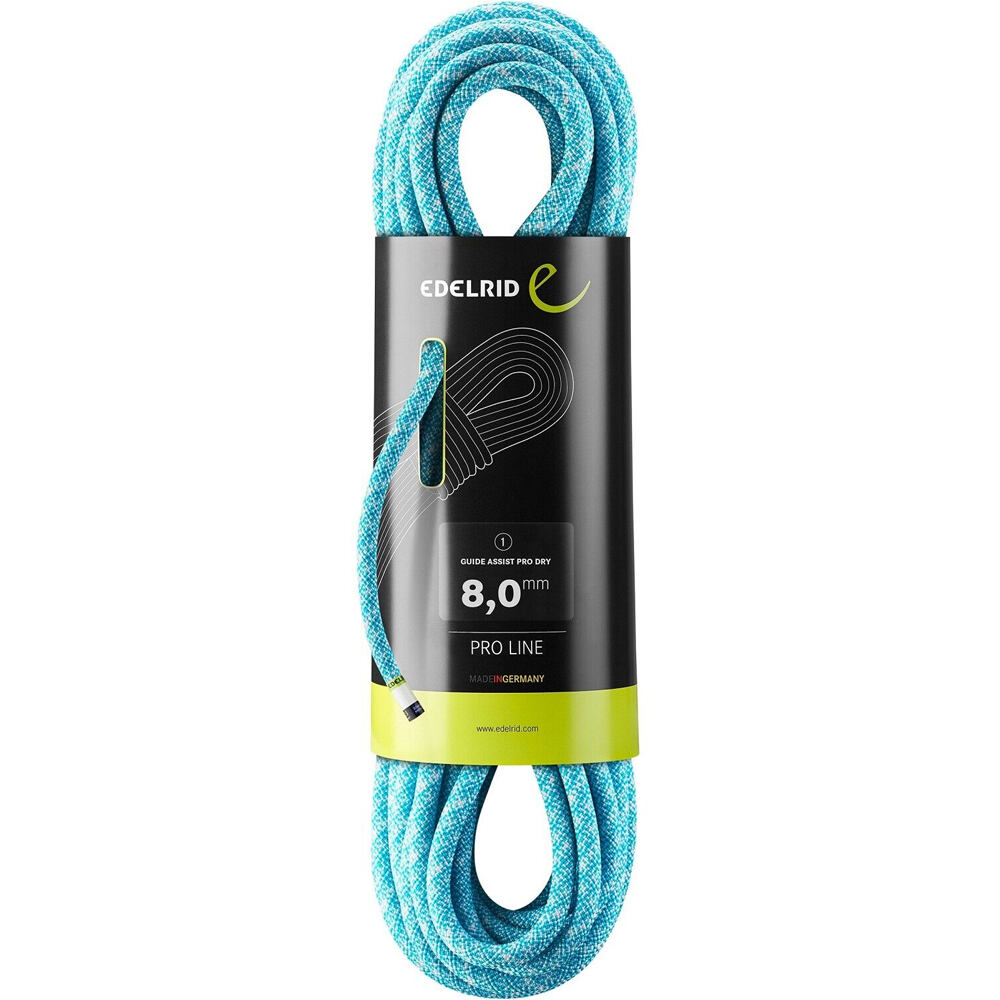 Edelrid cuerda escalada GUIDE ASSIST PRO DRY 8 mm 30 m madeja CE vista frontal