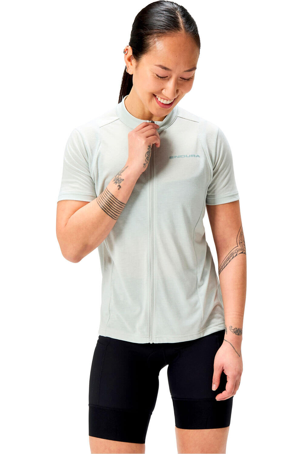 Endura maillot manga corta mujer Women's Loop S/S Zipped Jersey vista frontal