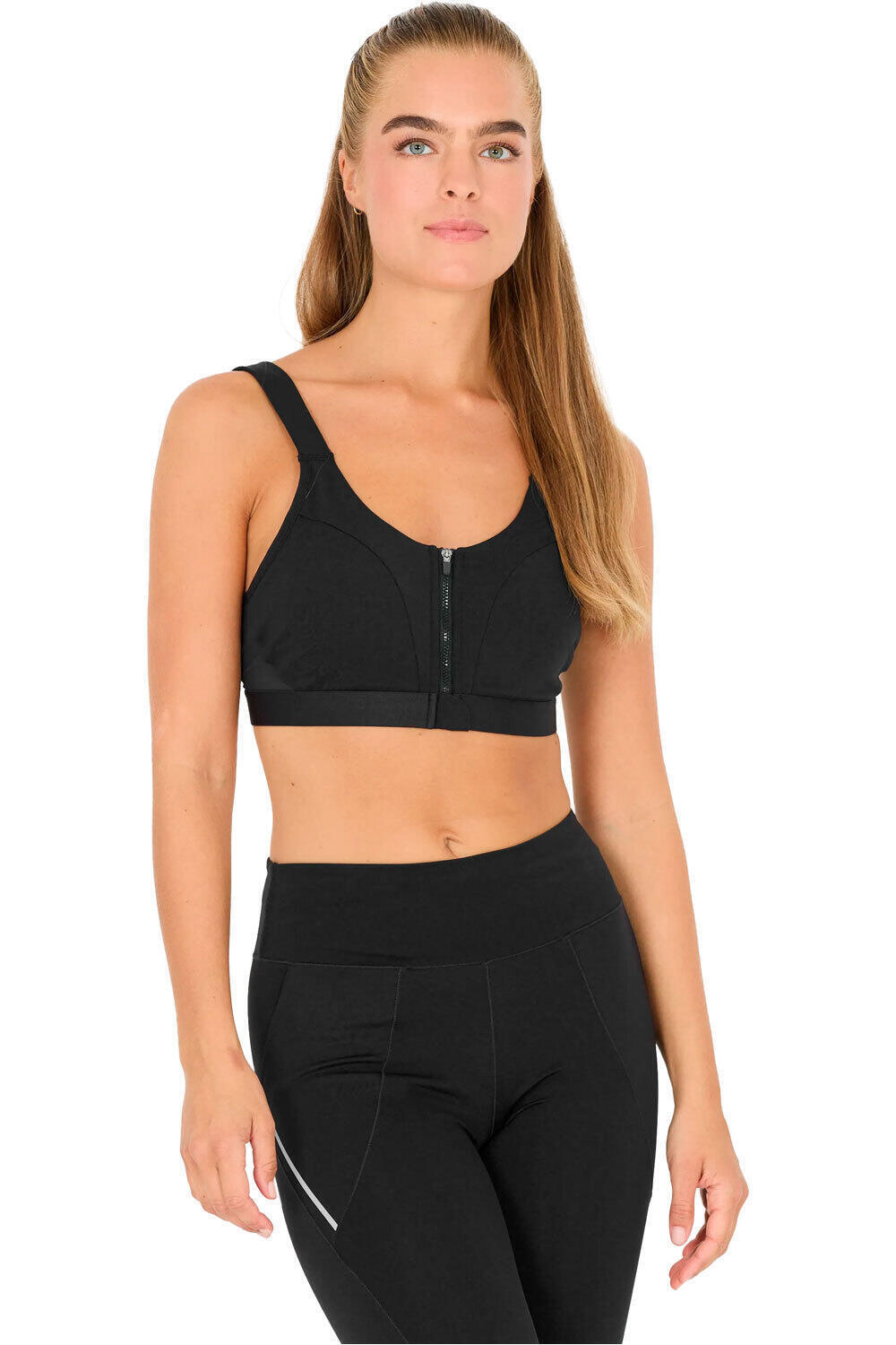 Endurance body running mujer Crystale W Zip Sports Bra vista frontal