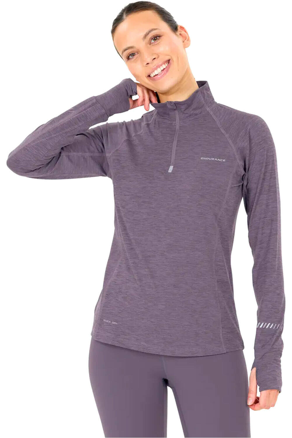 Endurance camiseta técnica manga larga mujer Canna V2.0 W Melange Midlayer vista frontal