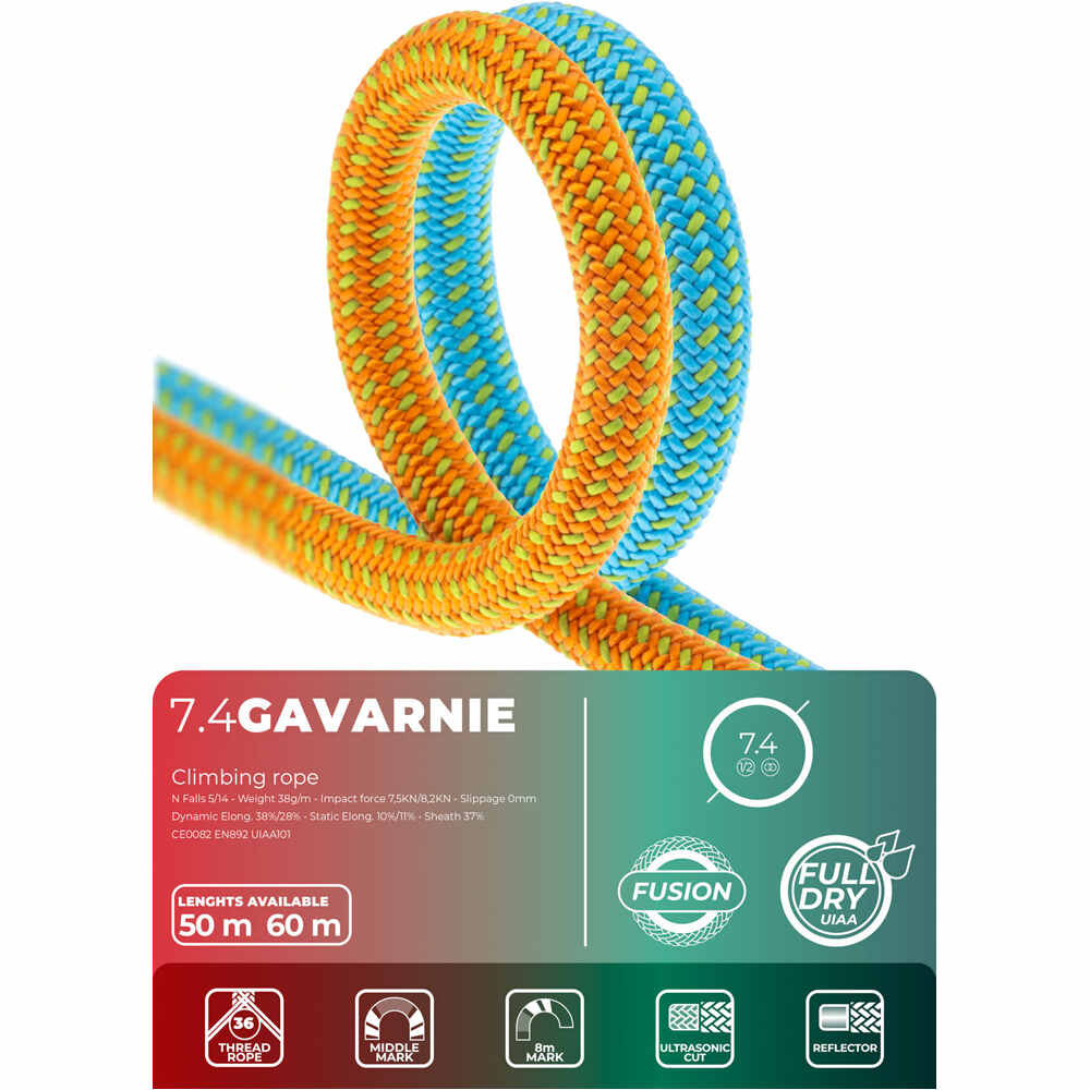 Fixe cuerda escalada 7.4 GAVARNIE Orange, 50m 04