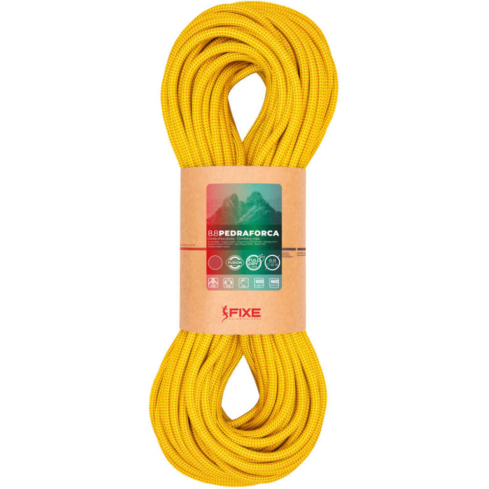 Fixe cuerda escalada 8.8 PEDRAFORCA Yellow, 80m vista frontal