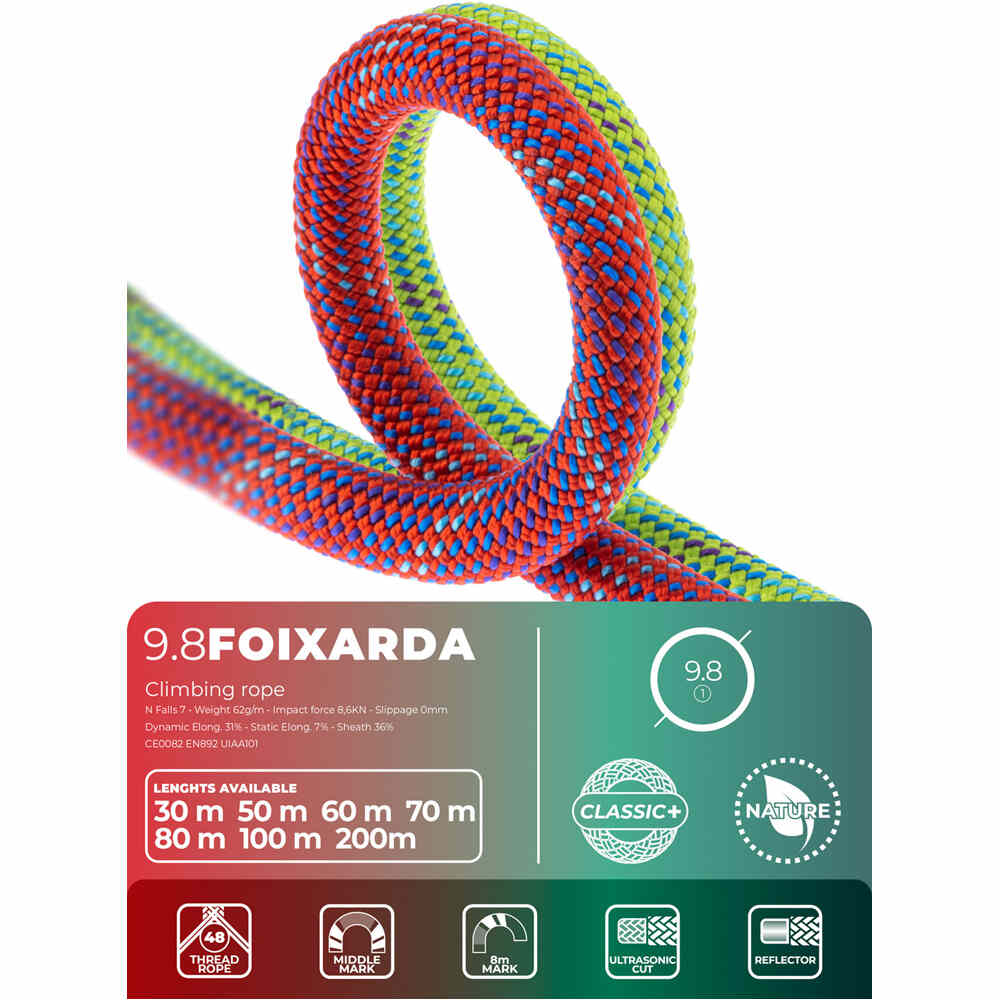 Fixe cuerda escalada 9.8 FOIXARDA Red, 70m 04