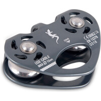 Fixe poleas escalada DOBLE EJE PARA TIROLINAS DE CABLE vista frontal