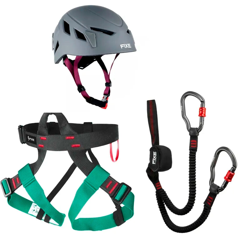 Fixe varios roca FLAMENC VIA FERRATA + ARNES LINUS + CASC PARAROCS vista frontal