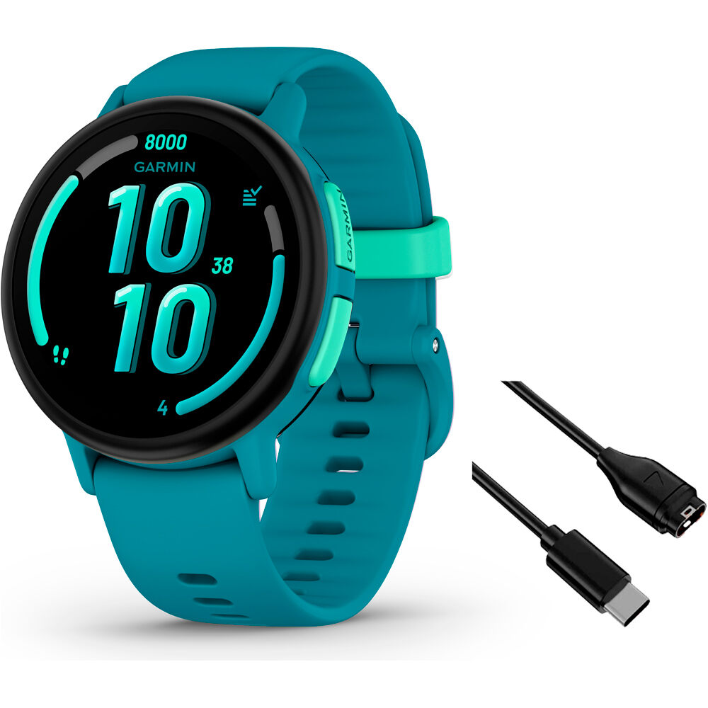 Garmin pulsera de actividad Bounce 2, GPS, Wi-Fi, LTE, Azul vista frontal