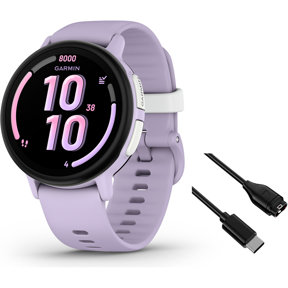 Garmin pulsera de actividad Bounce 2, GPS, Wi-Fi, LTE, Lila vista frontal