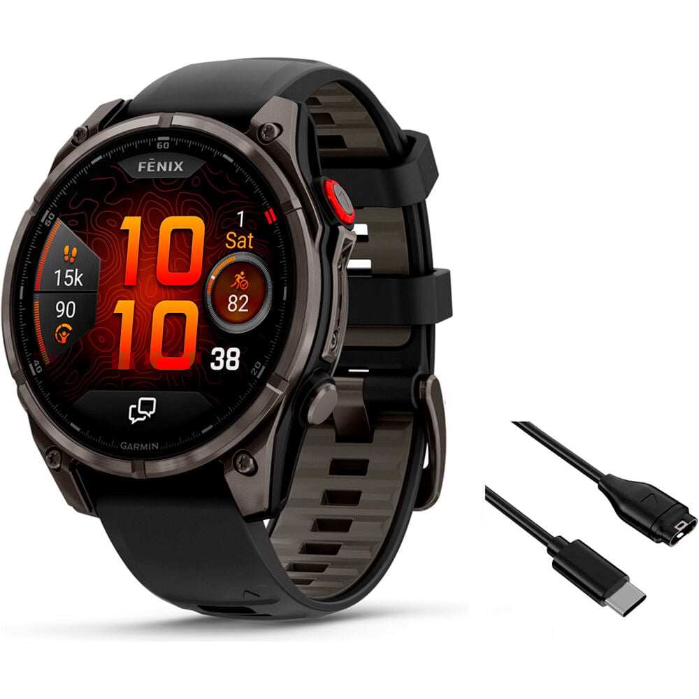 Garmin pulsómetros con gps Fenix 8 Pro # 47 mm, AMOLED Cristal de z vista frontal