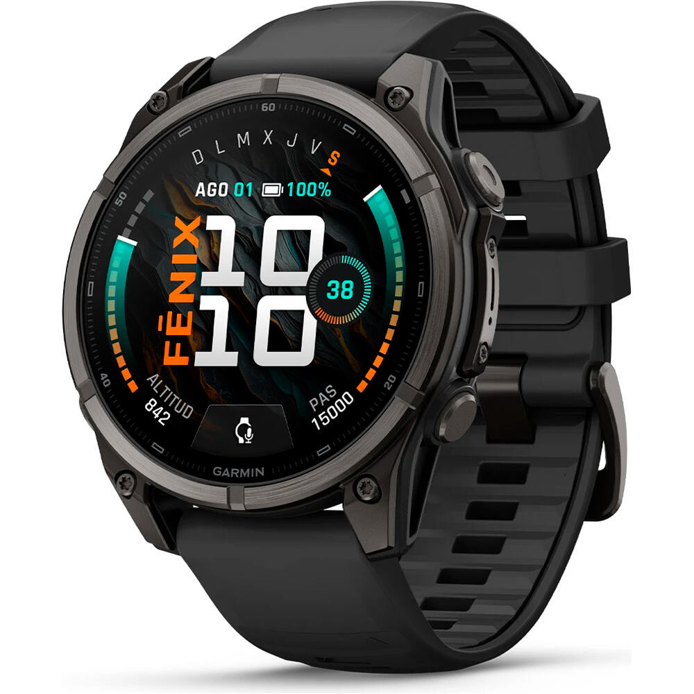 Garmin pulsómetros con gps FENIX 9 47 MM TITANIO RECUBRIMIENTO DLC GR CARBN CORREA NE vista frontal