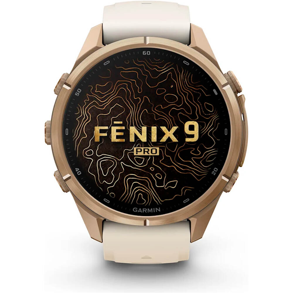 Garmin pulsómetros con gps FENIX 9 PRO 43 MM CAJA DE TITANIO DORADA CORREA BE 01