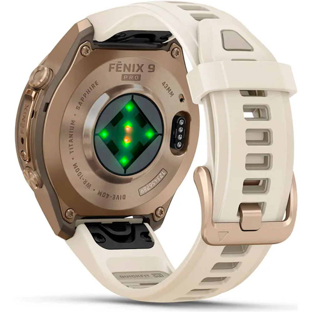 Garmin pulsómetros con gps FENIX 9 PRO 43 MM CAJA DE TITANIO DORADA CORREA BE 11