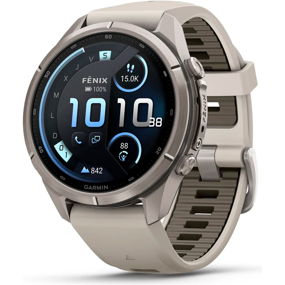 Garmin pulsómetros con gps FENIX 9 PRO INREACH, 43 MM TITANIO CORREA BL vista frontal